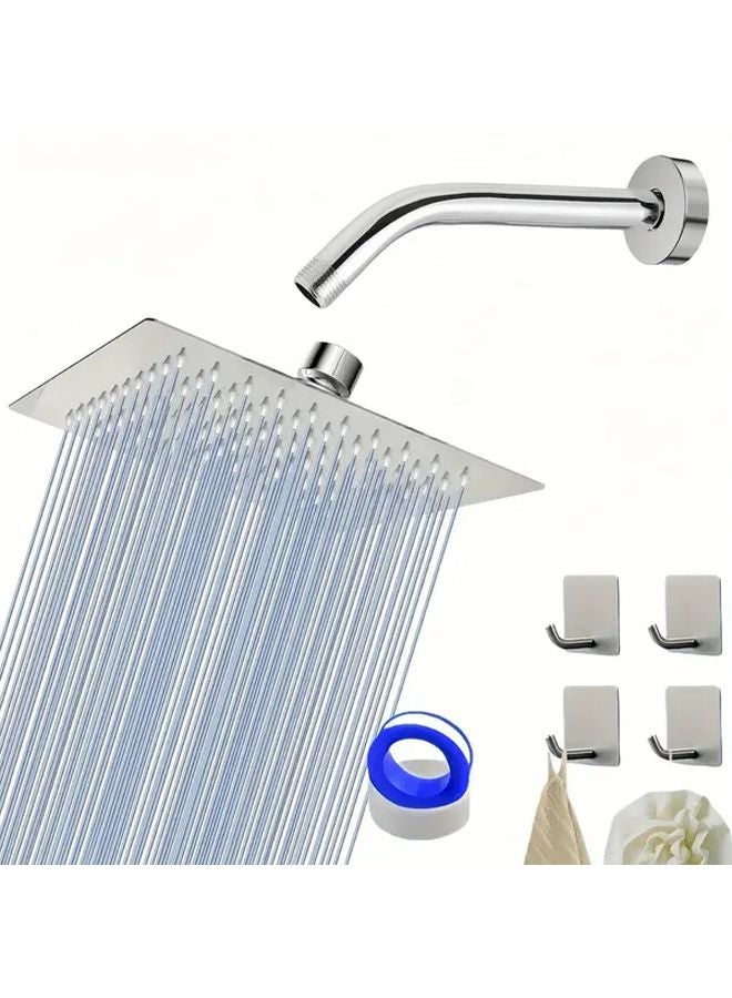 Black High Pressure Rain Shower Head Set 7 8 Inch with 9 8 Inch Arm Low Flow Works - Image 2